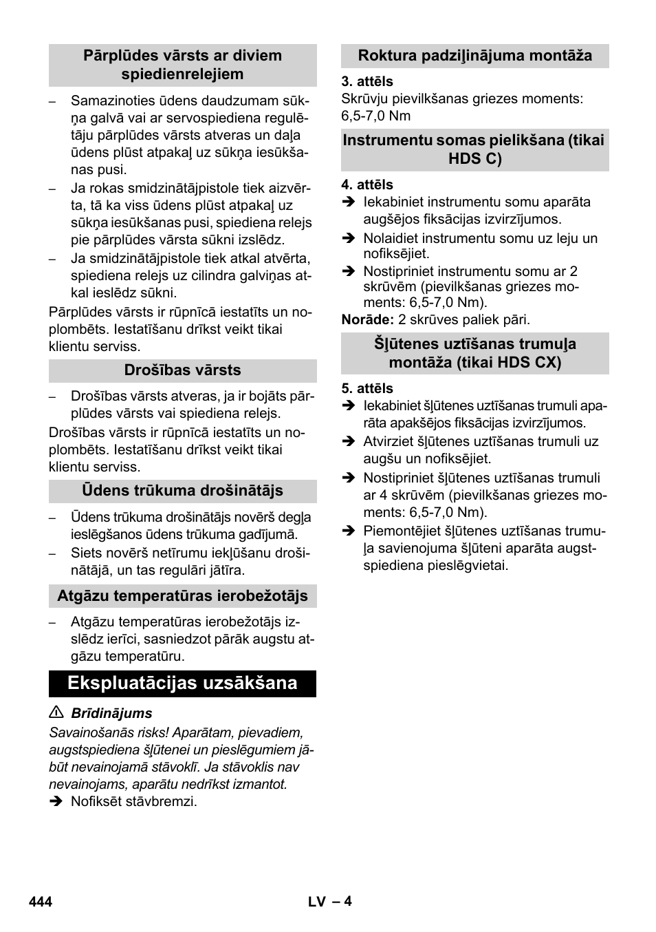 Ekspluatācijas uzsākšana | Karcher HDS 8-17 CX User Manual | Page 444 / 500