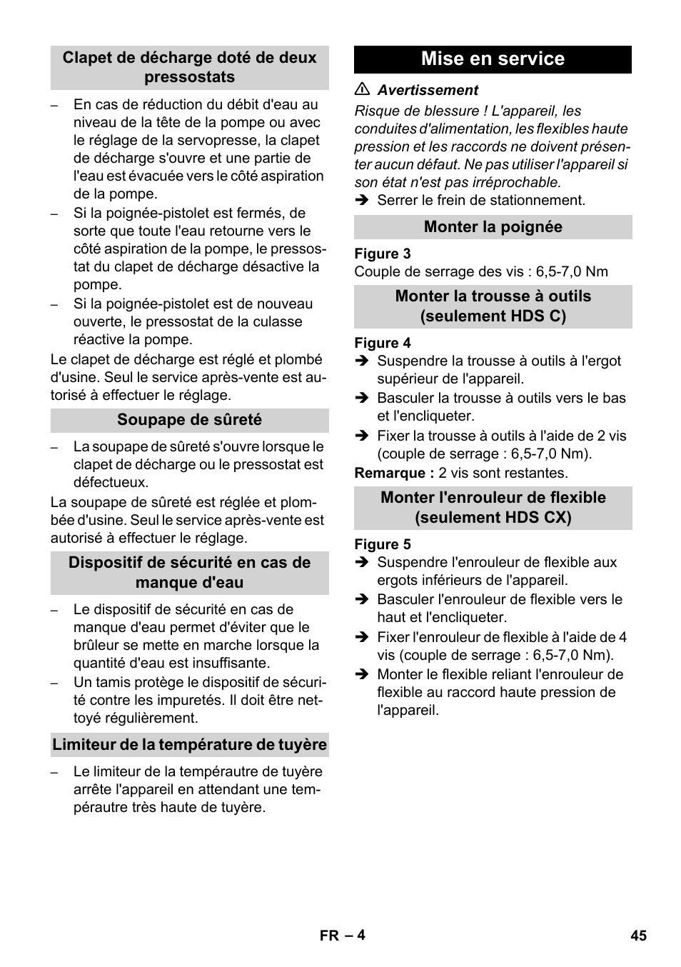 Mise en service | Karcher HDS 8-17 CX User Manual | Page 45 / 500