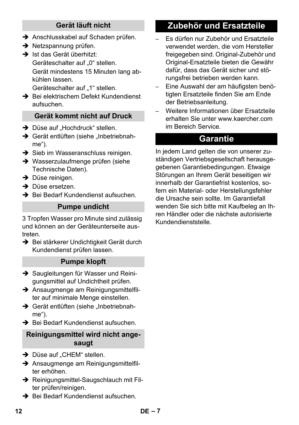 Zubehör und ersatzteile garantie | Karcher HD 5-12 C User Manual | Page 12 / 340