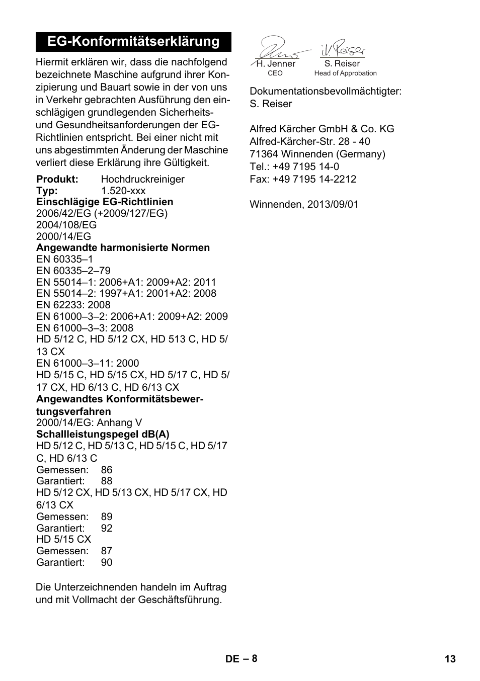 Eg-konformitätserklärung | Karcher HD 5-12 C User Manual | Page 13 / 340