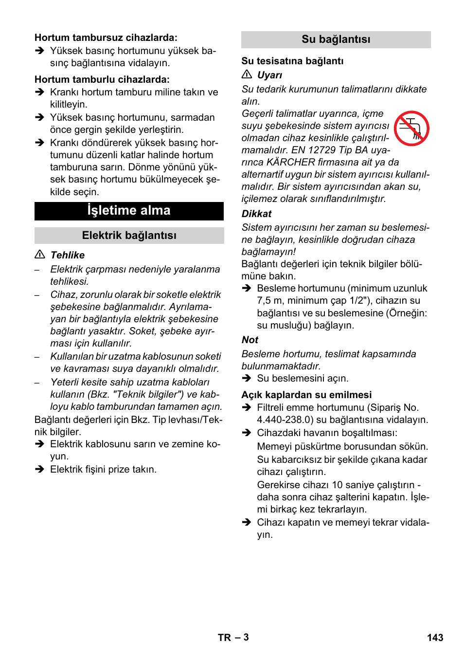 Işletime alma | Karcher HD 5-12 C User Manual | Page 143 / 340