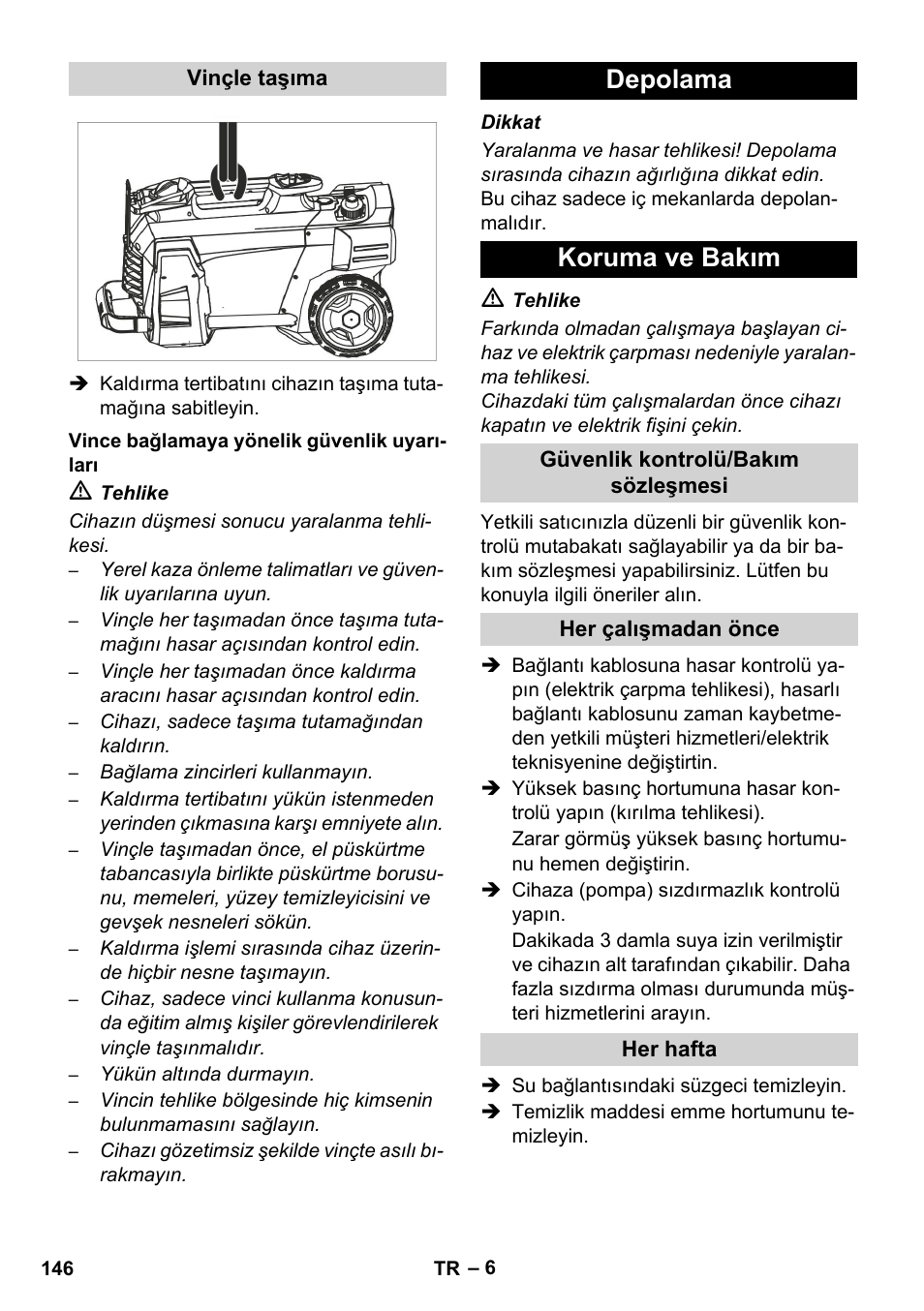 Depolama koruma ve bakım | Karcher HD 5-12 C User Manual | Page 146 / 340