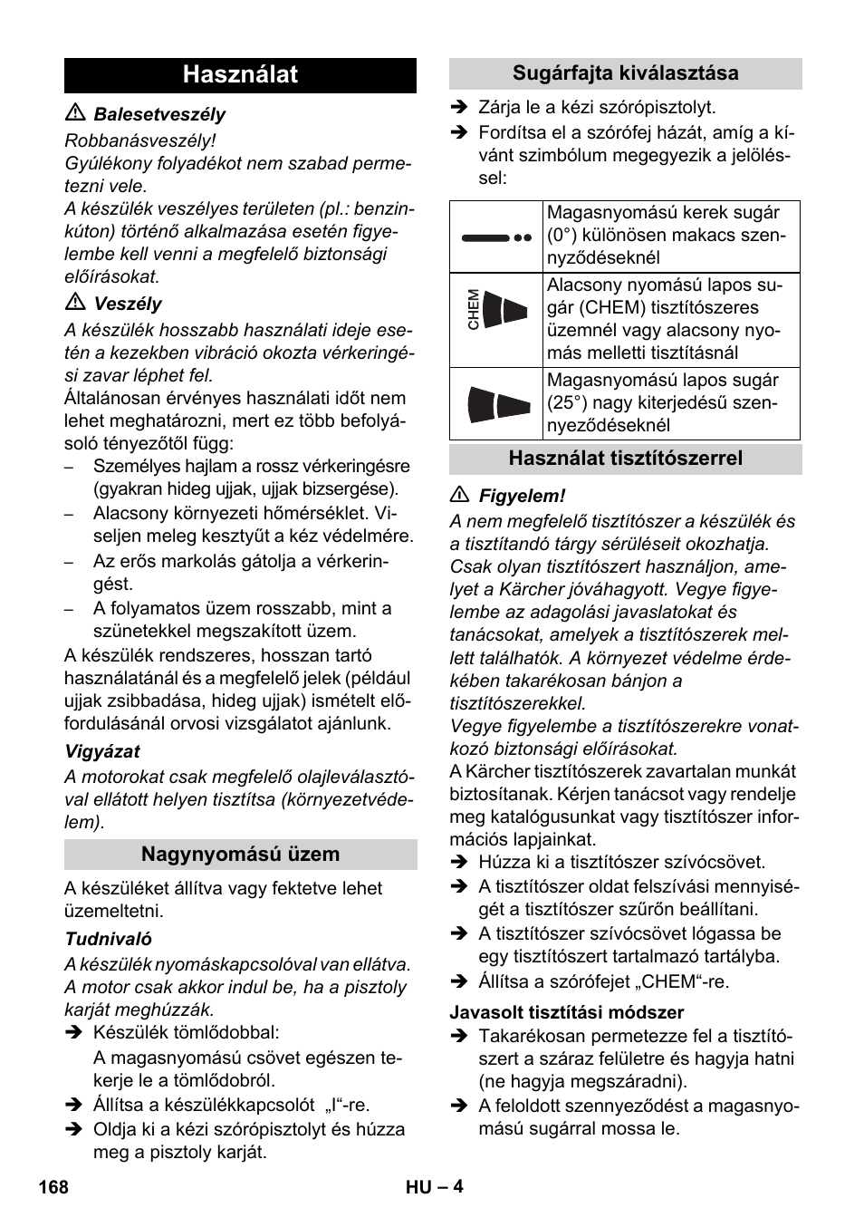 Használat | Karcher HD 5-12 C User Manual | Page 168 / 340