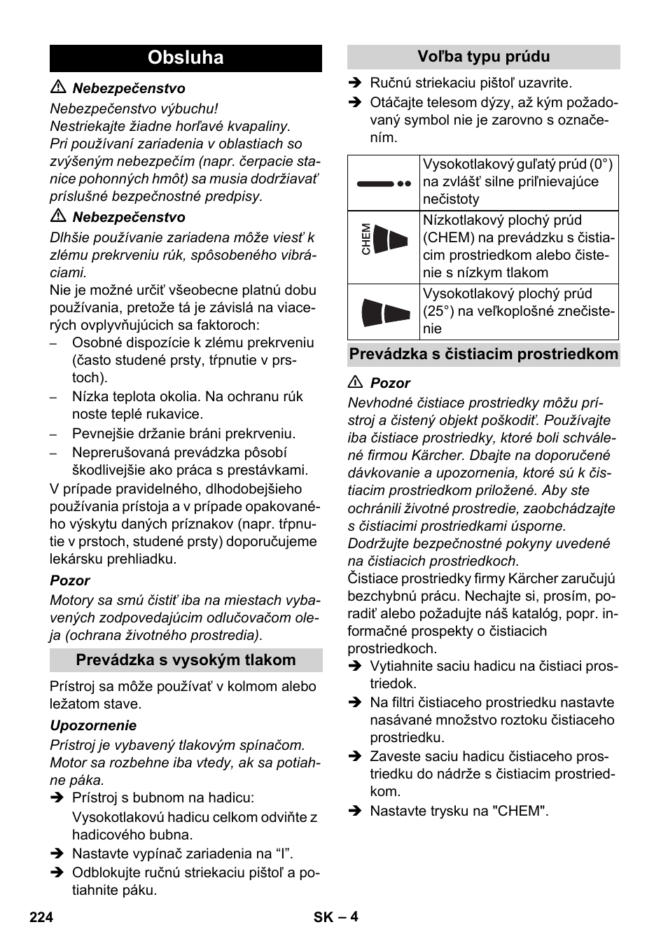 Obsluha | Karcher HD 5-12 C User Manual | Page 224 / 340