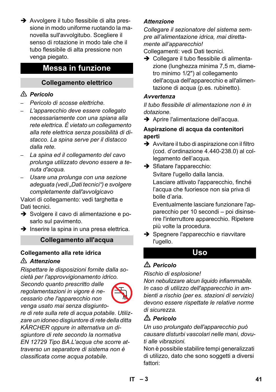 Messa in funzione | Karcher HD 5-12 C User Manual | Page 41 / 340