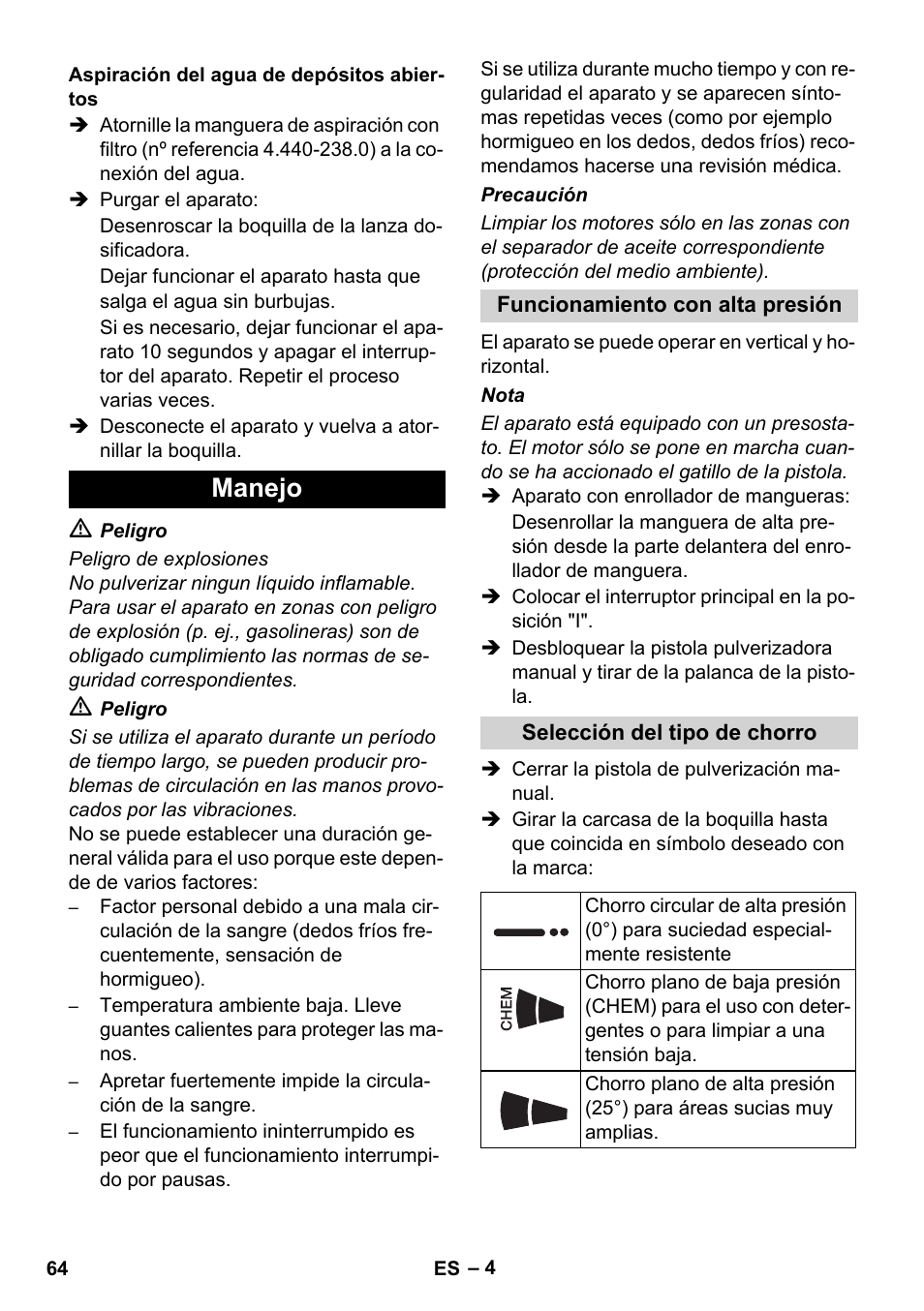 Manejo | Karcher HD 5-12 C User Manual | Page 64 / 340