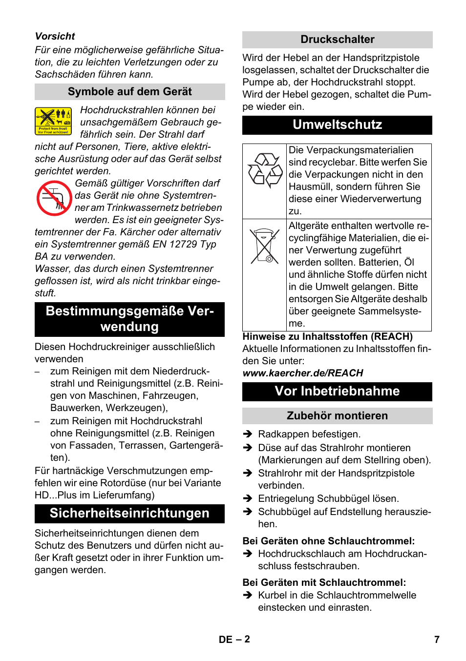 Umweltschutz, Vor inbetriebnahme | Karcher HD 5-12 C User Manual | Page 7 / 340