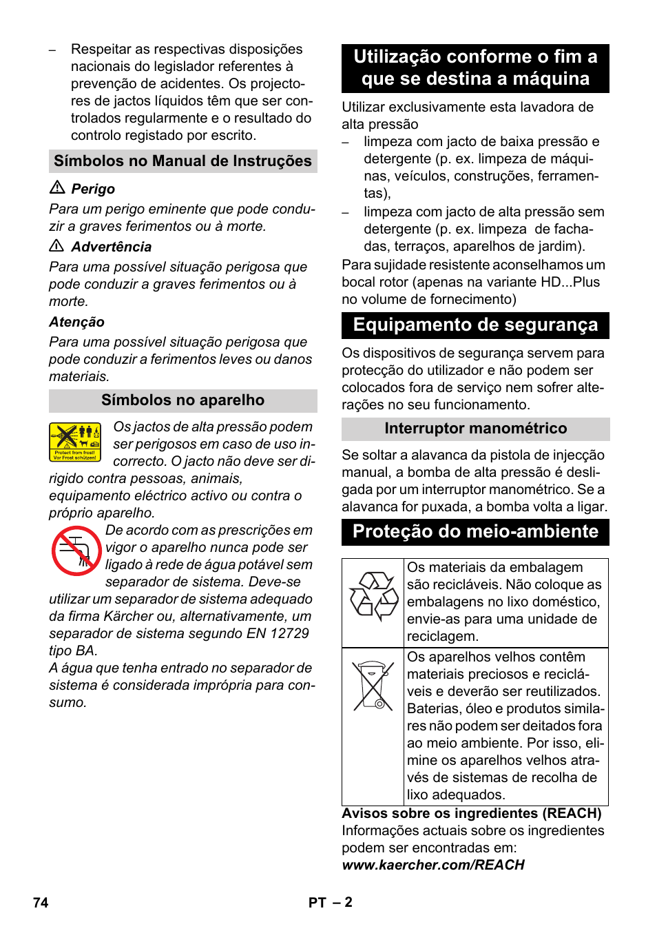 Proteção do meio-ambiente | Karcher HD 5-12 C User Manual | Page 74 / 340