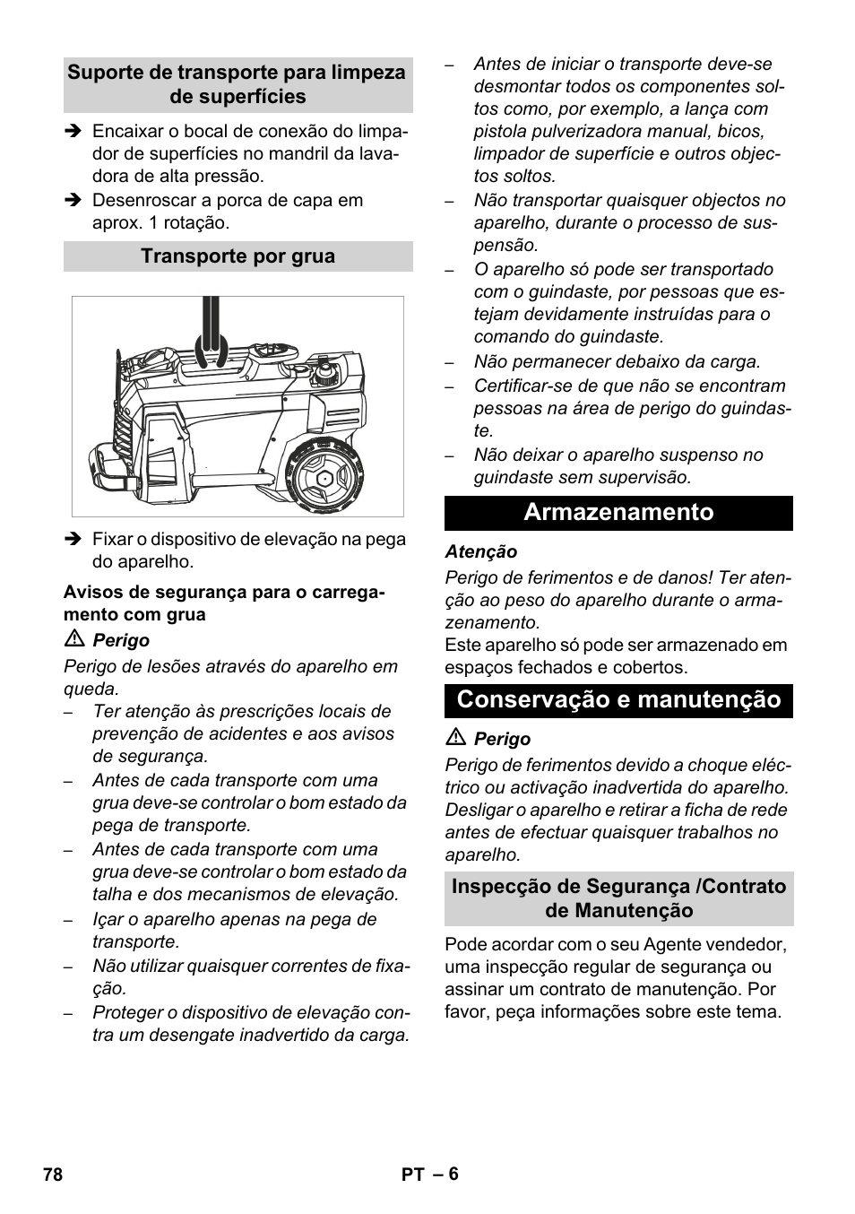 Armazenamento conservação e manutenção | Karcher HD 5-12 C User Manual | Page 78 / 340