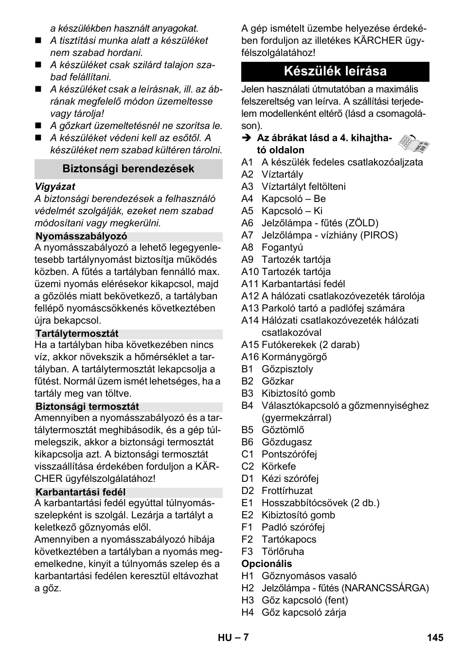 Készülék leírása | Karcher Stirerie SI 2-600 CB User Manual | Page 145 / 298