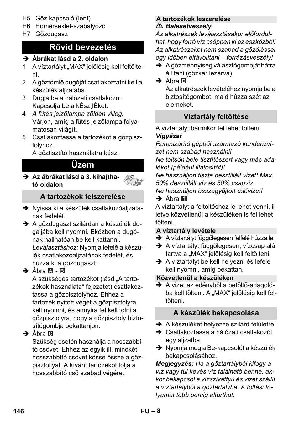 Rövid bevezetés üzem | Karcher Stirerie SI 2-600 CB User Manual | Page 146 / 298