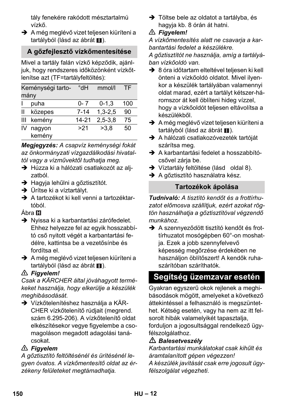 Segítség üzemzavar esetén | Karcher Stirerie SI 2-600 CB User Manual | Page 150 / 298