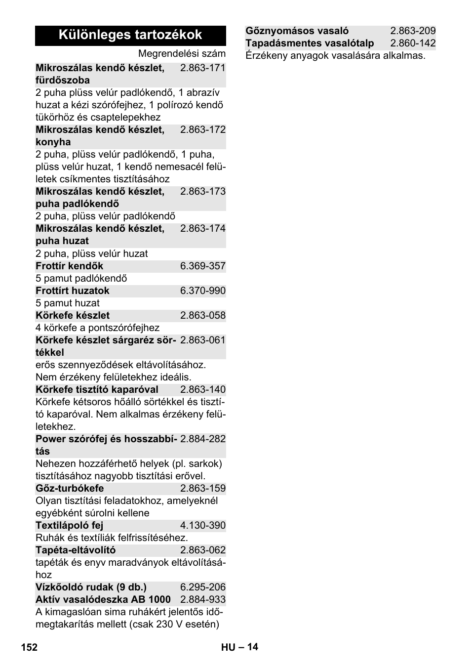 Különleges tartozékok | Karcher Stirerie SI 2-600 CB User Manual | Page 152 / 298