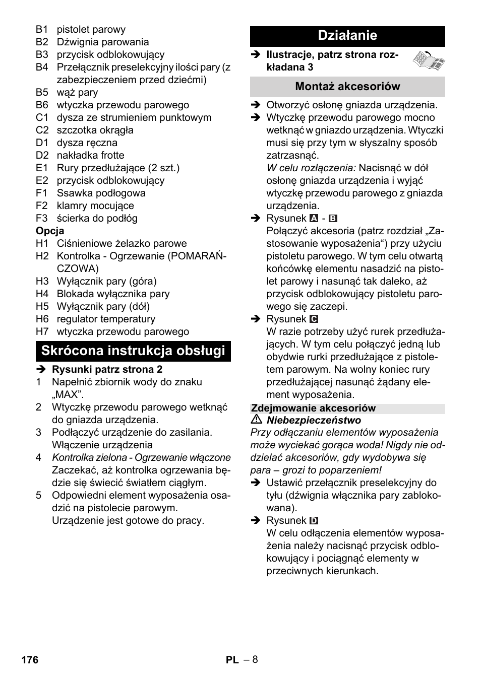 Skrócona instrukcja obsługi działanie | Karcher Stirerie SI 2-600 CB User Manual | Page 176 / 298