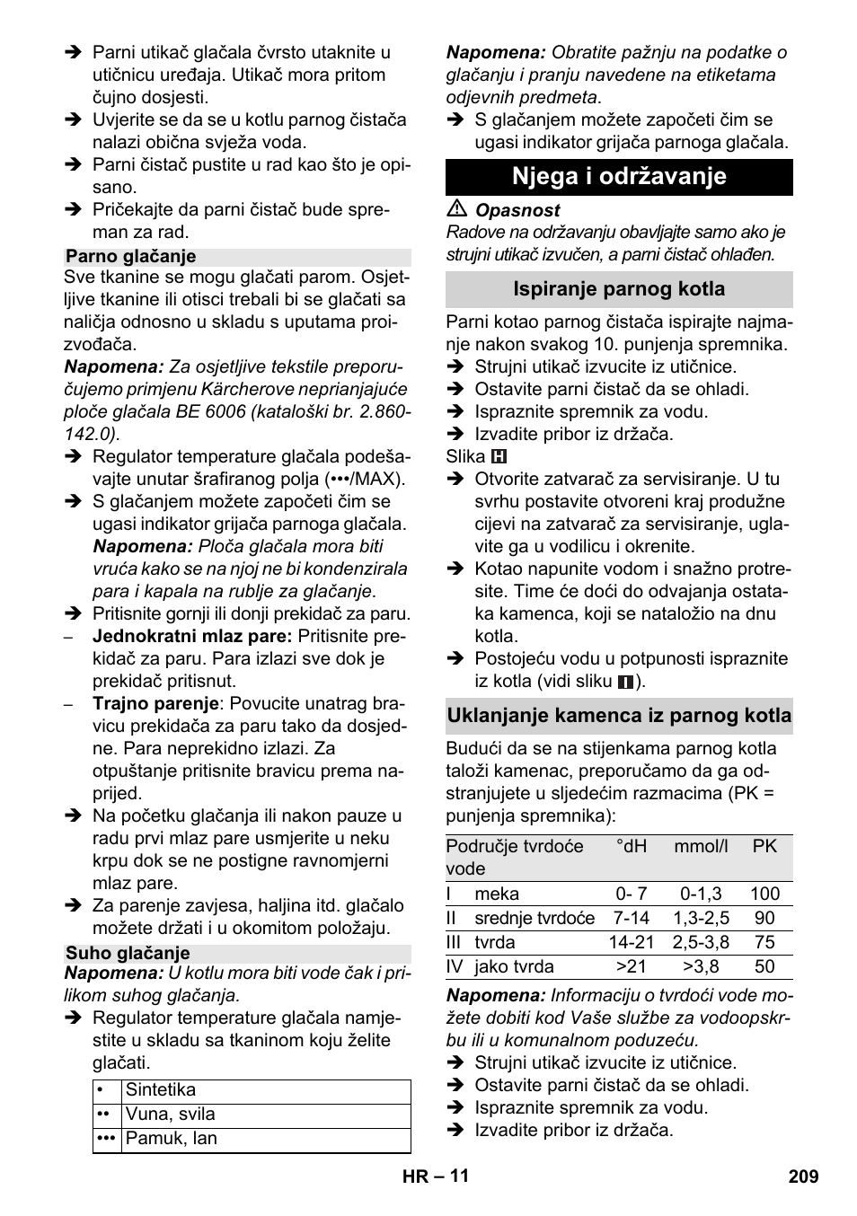 Njega i održavanje | Karcher Stirerie SI 2-600 CB User Manual | Page 209 / 298