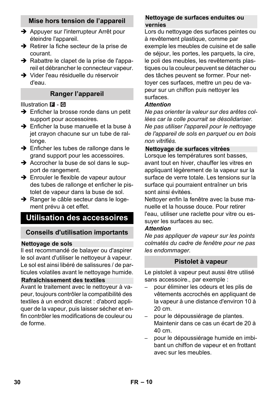 Utilisation des accessoires | Karcher Stirerie SI 2-600 CB User Manual | Page 30 / 298