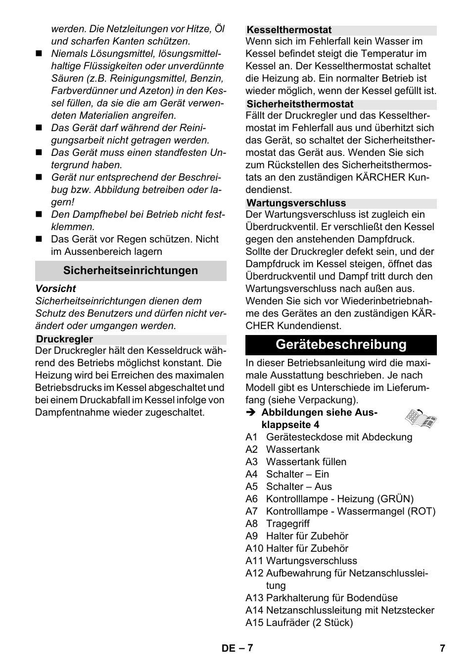 Gerätebeschreibung | Karcher Stirerie SI 2-600 CB User Manual | Page 7 / 298