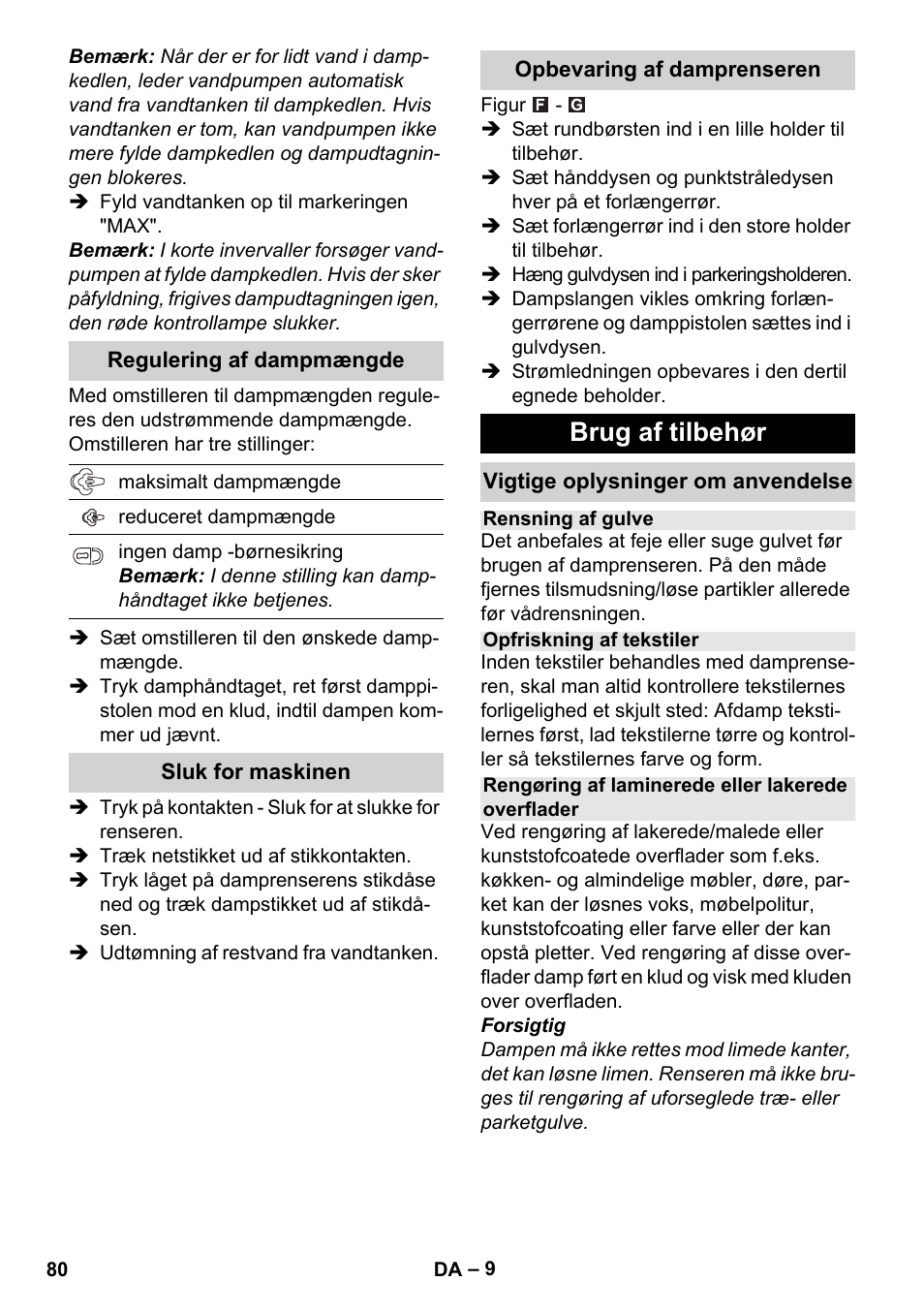 Brug af tilbehør | Karcher Stirerie SI 2-600 CB User Manual | Page 80 / 298