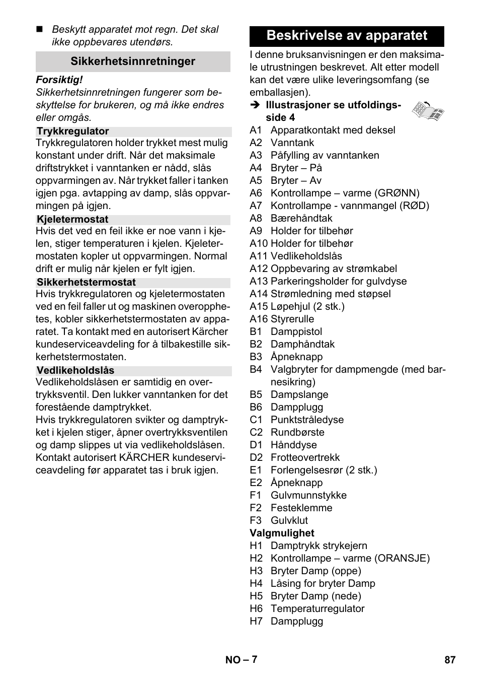 Beskrivelse av apparatet | Karcher Stirerie SI 2-600 CB User Manual | Page 87 / 298