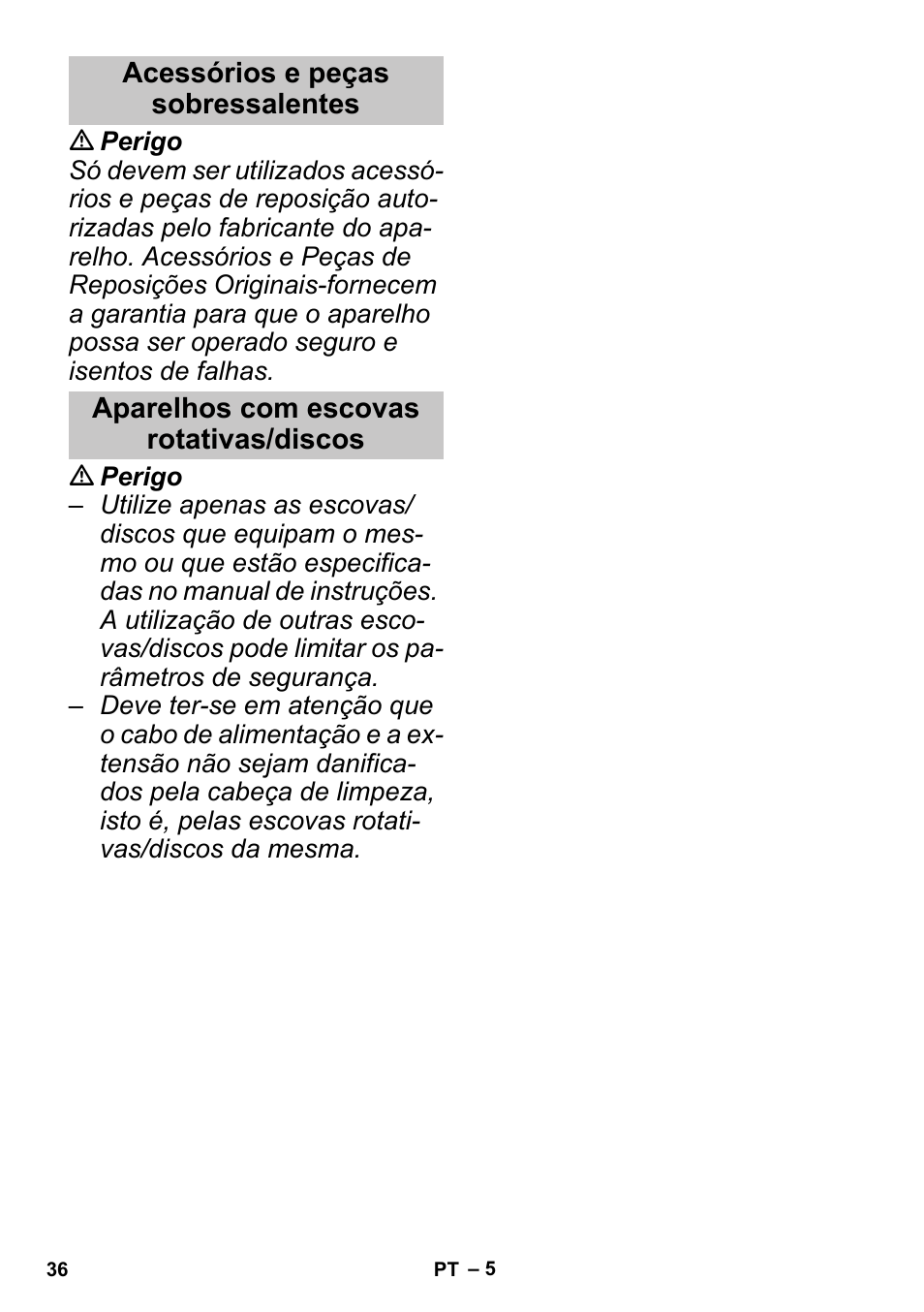 Acessórios e peças sobressalentes, Aparelhos com escovas rotativas/discos | Karcher PUZZI 30-4 User Manual | Page 36 / 128