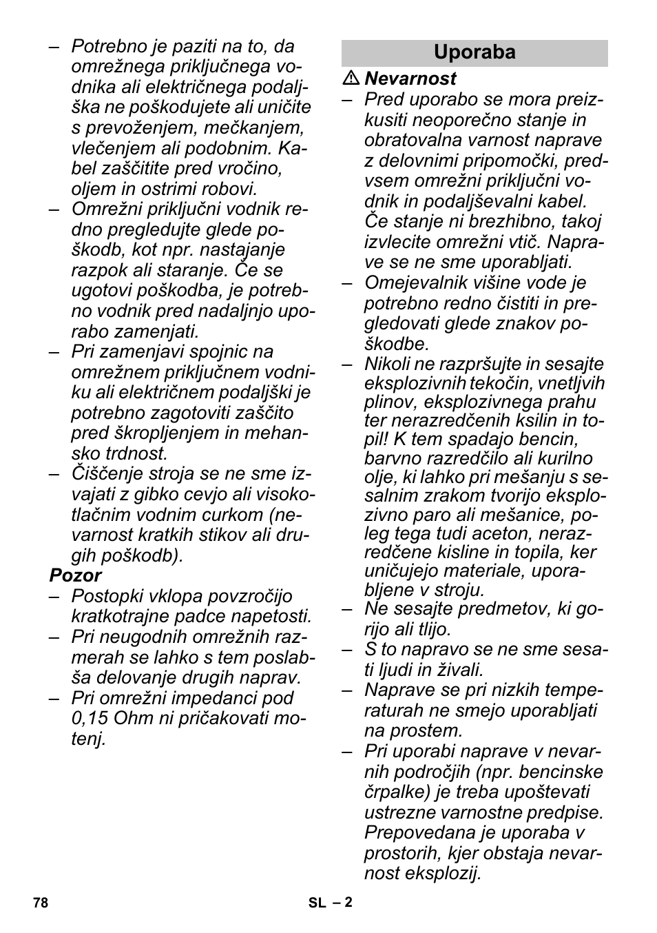 Uporaba | Karcher PUZZI 30-4 User Manual | Page 78 / 128