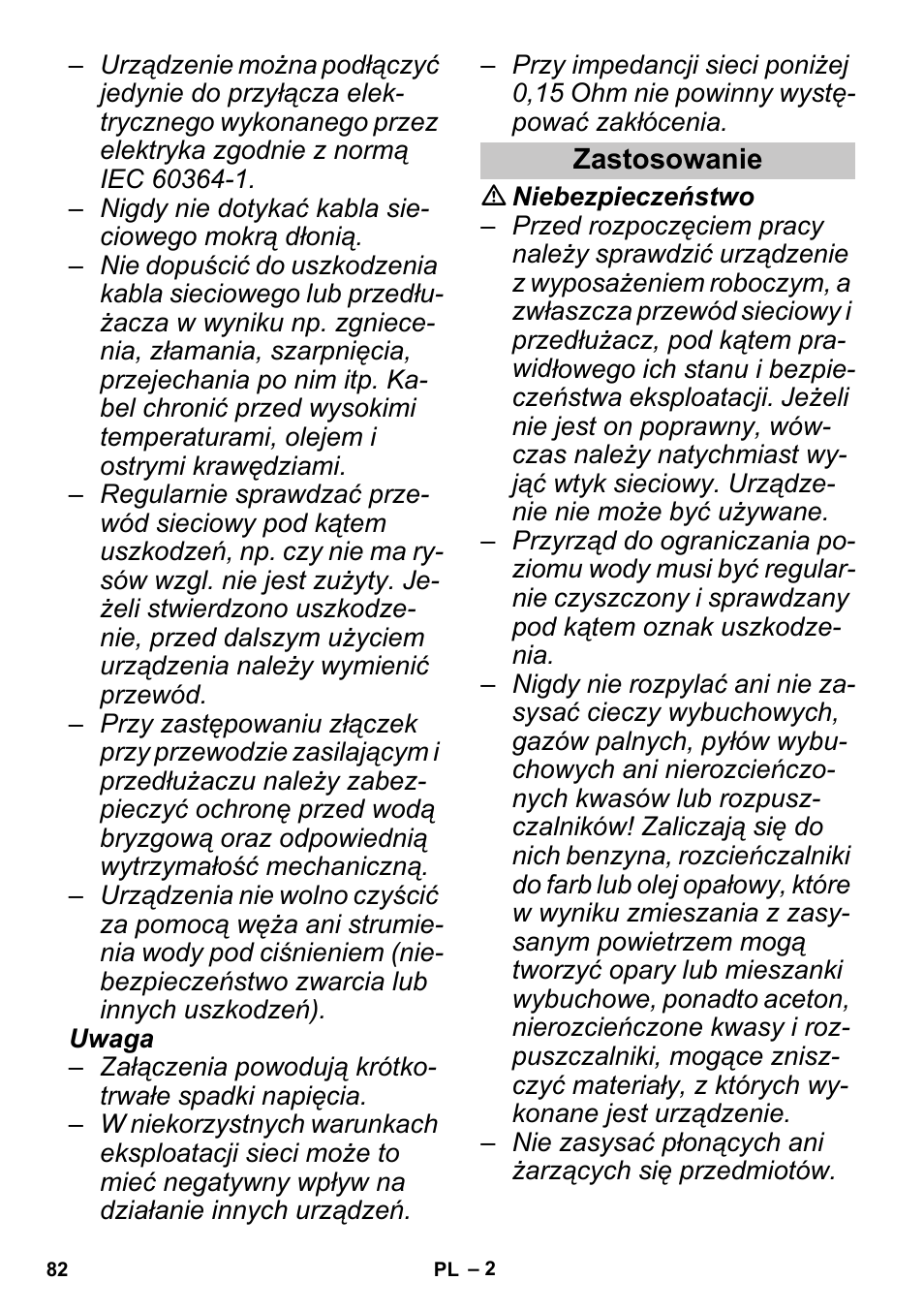 Zastosowanie | Karcher PUZZI 30-4 User Manual | Page 82 / 128
