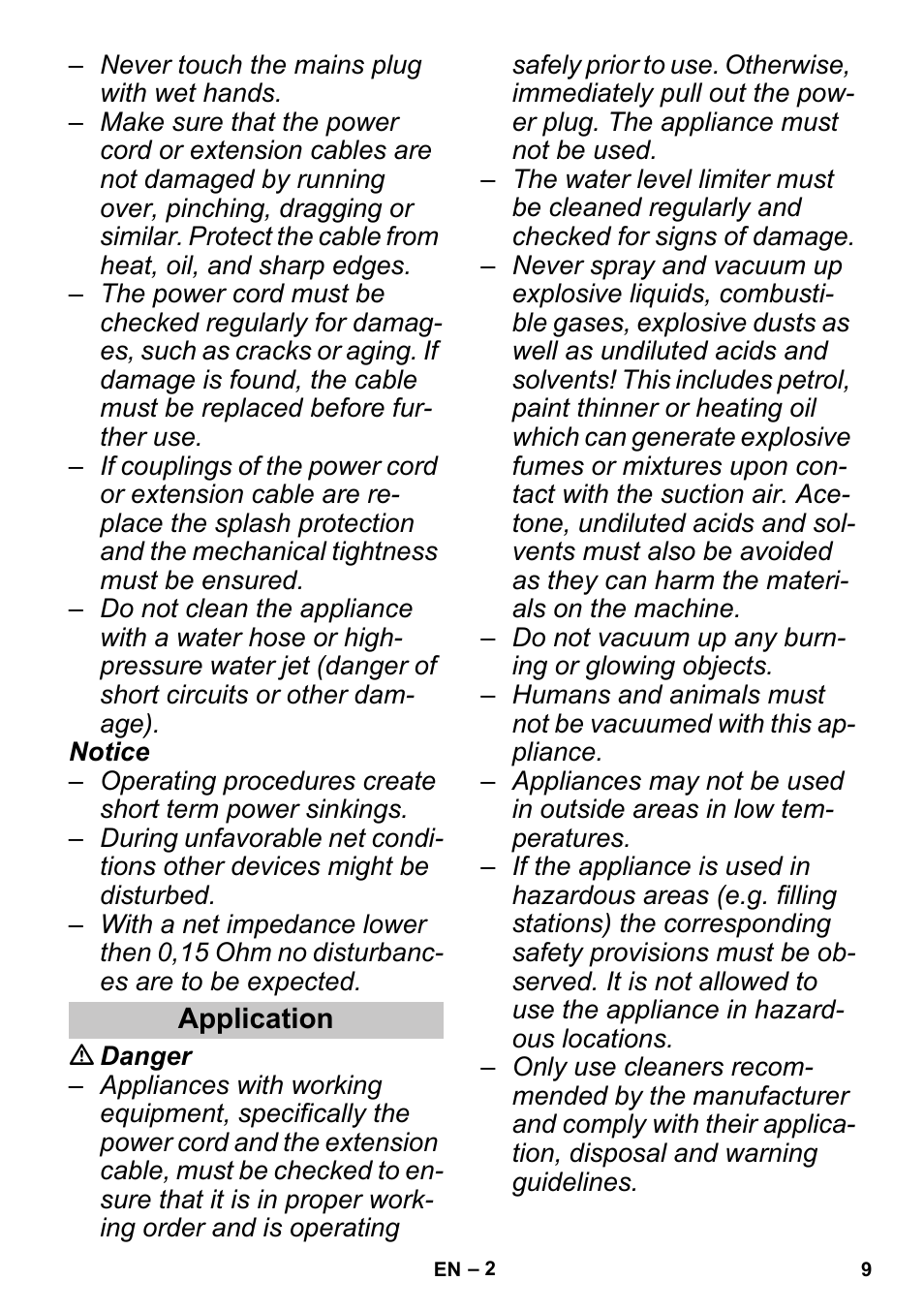 Application | Karcher PUZZI 30-4 User Manual | Page 9 / 128