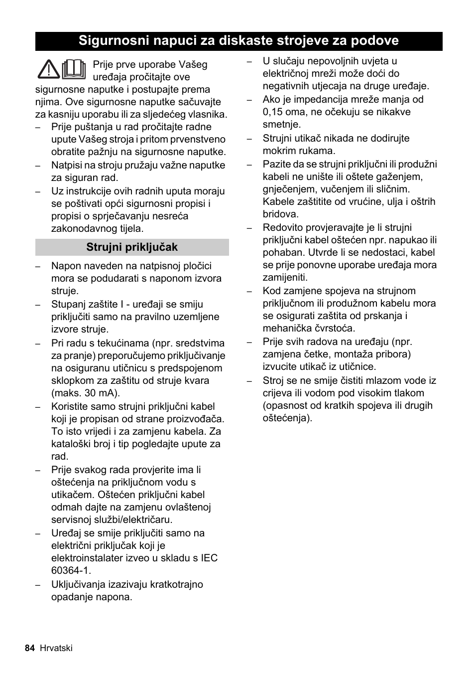 Sigurnosni napuci za diskaste strojeve za podove | Karcher BDS 51-180 C Adv User Manual | Page 84 / 116