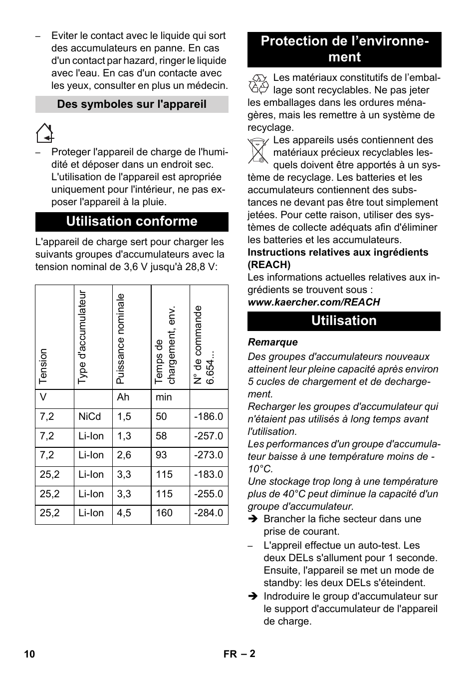 Utilisation conforme, Protection de l’environne- ment utilisation | Karcher KM 35-5 C User Manual | Page 10 / 84