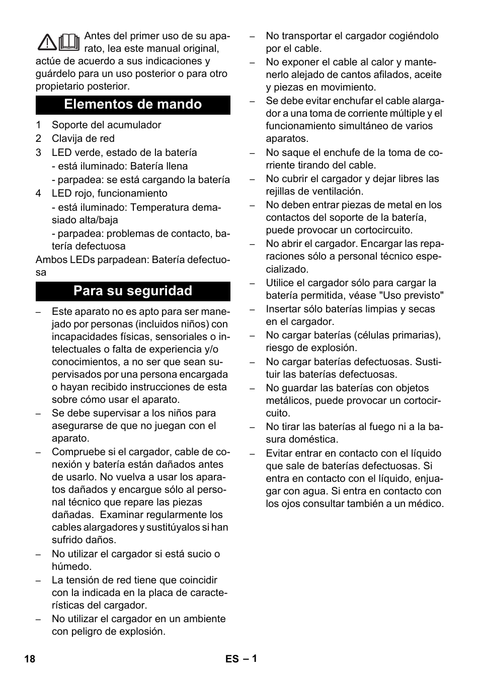 Español, Elementos de mando para su seguridad | Karcher KM 35-5 C User Manual | Page 18 / 84