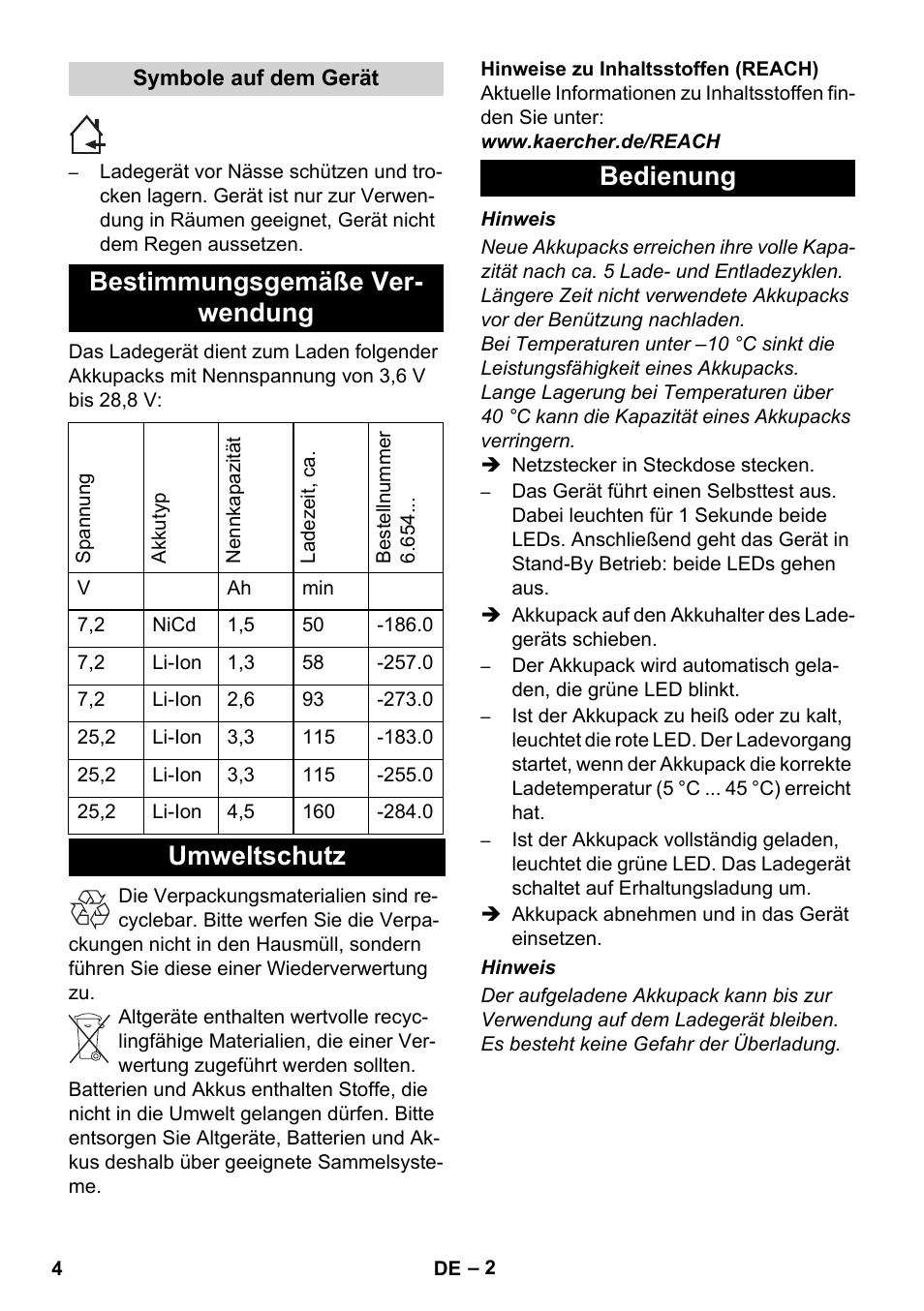 Bestimmungsgemäße ver- wendung, Umweltschutz bedienung | Karcher KM 35-5 C User Manual | Page 4 / 84