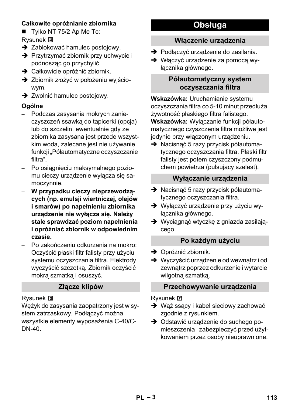 Obsługa | Karcher NT 65-2 Ap EU User Manual | Page 113 / 180