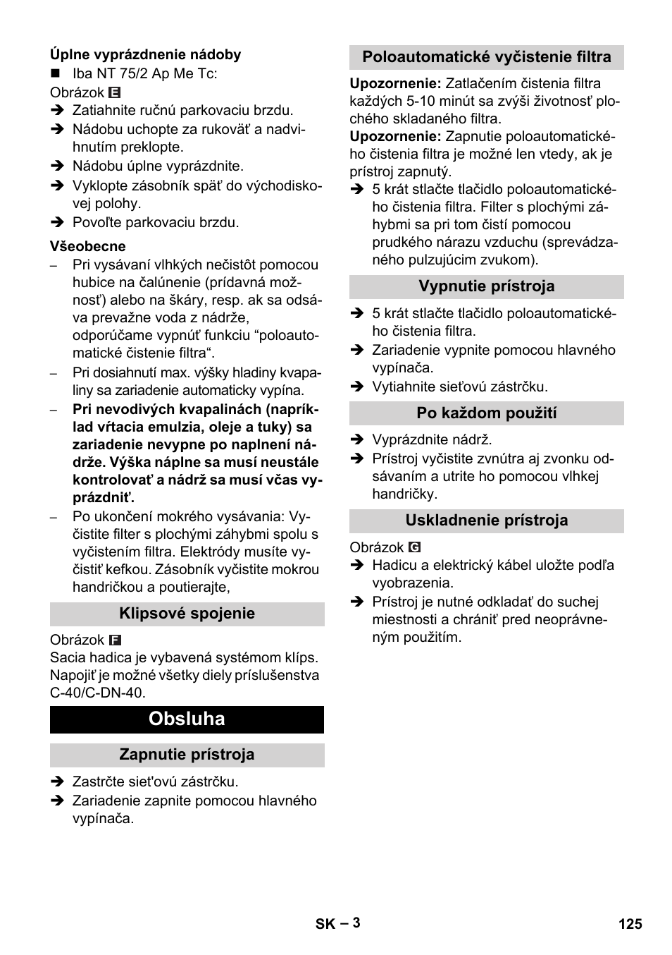 Obsluha | Karcher NT 65-2 Ap EU User Manual | Page 125 / 180