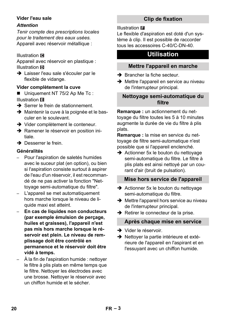 Utilisation | Karcher NT 65-2 Ap EU User Manual | Page 20 / 180