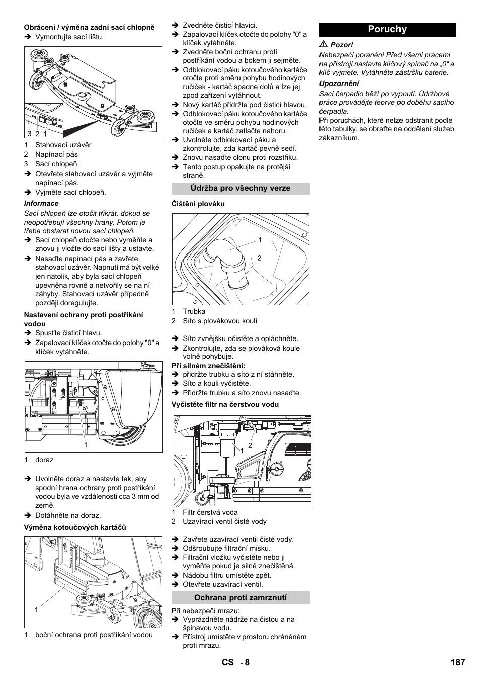 Poruchy | Karcher B 95 RS Bp wet User Manual | Page 187 / 324