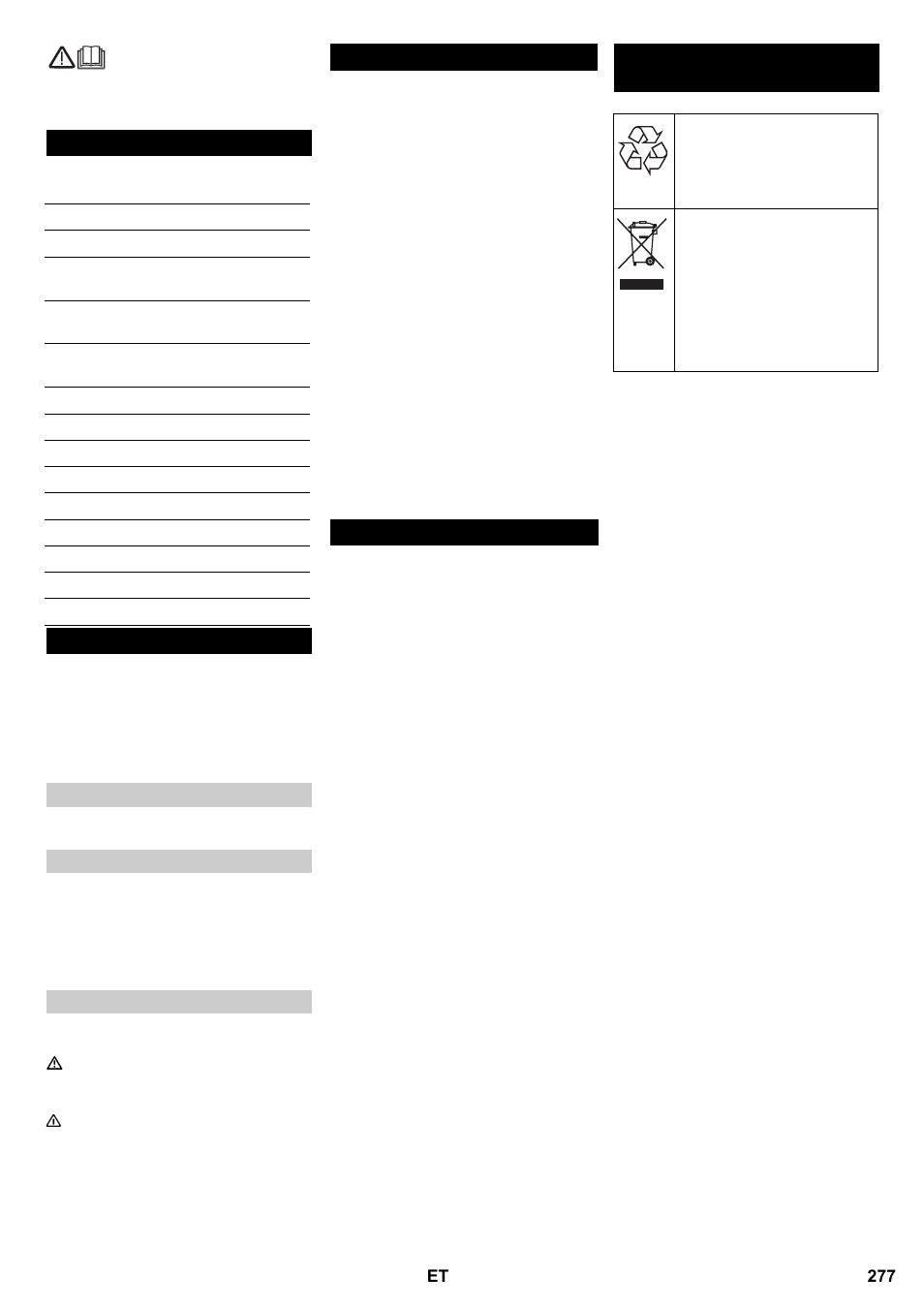 Sisukord, Ohutusalased märkused | Karcher B 95 RS Bp wet User Manual | Page 277 / 324