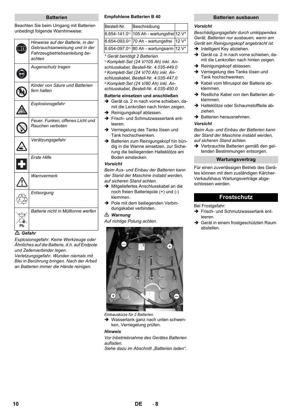 Frostschutz | Karcher B 60 W User Manual | Page 10 / 308