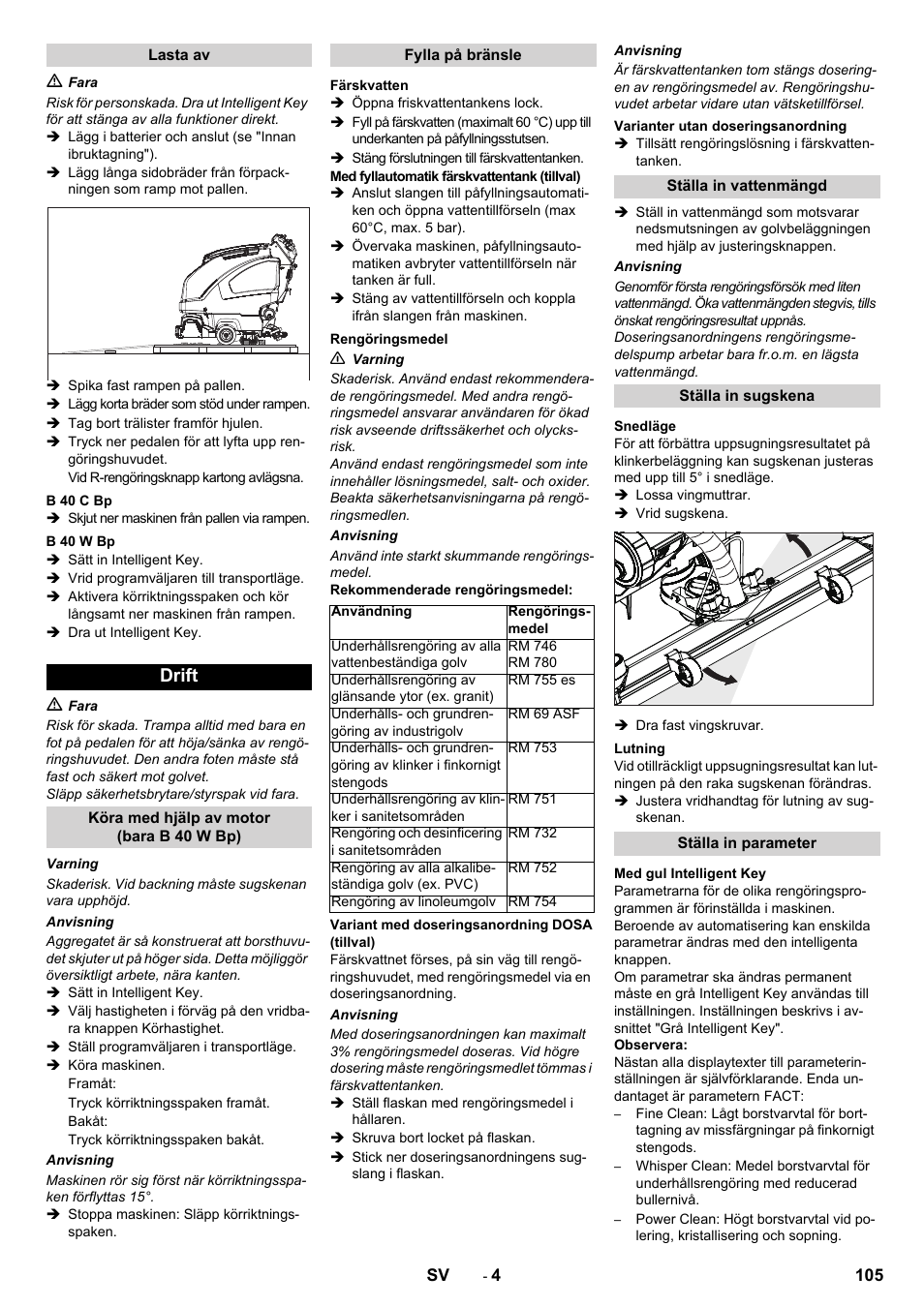 Drift | Karcher B 60 W User Manual | Page 105 / 308