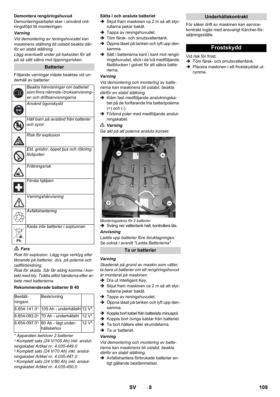 Frostskydd | Karcher B 60 W User Manual | Page 109 / 308