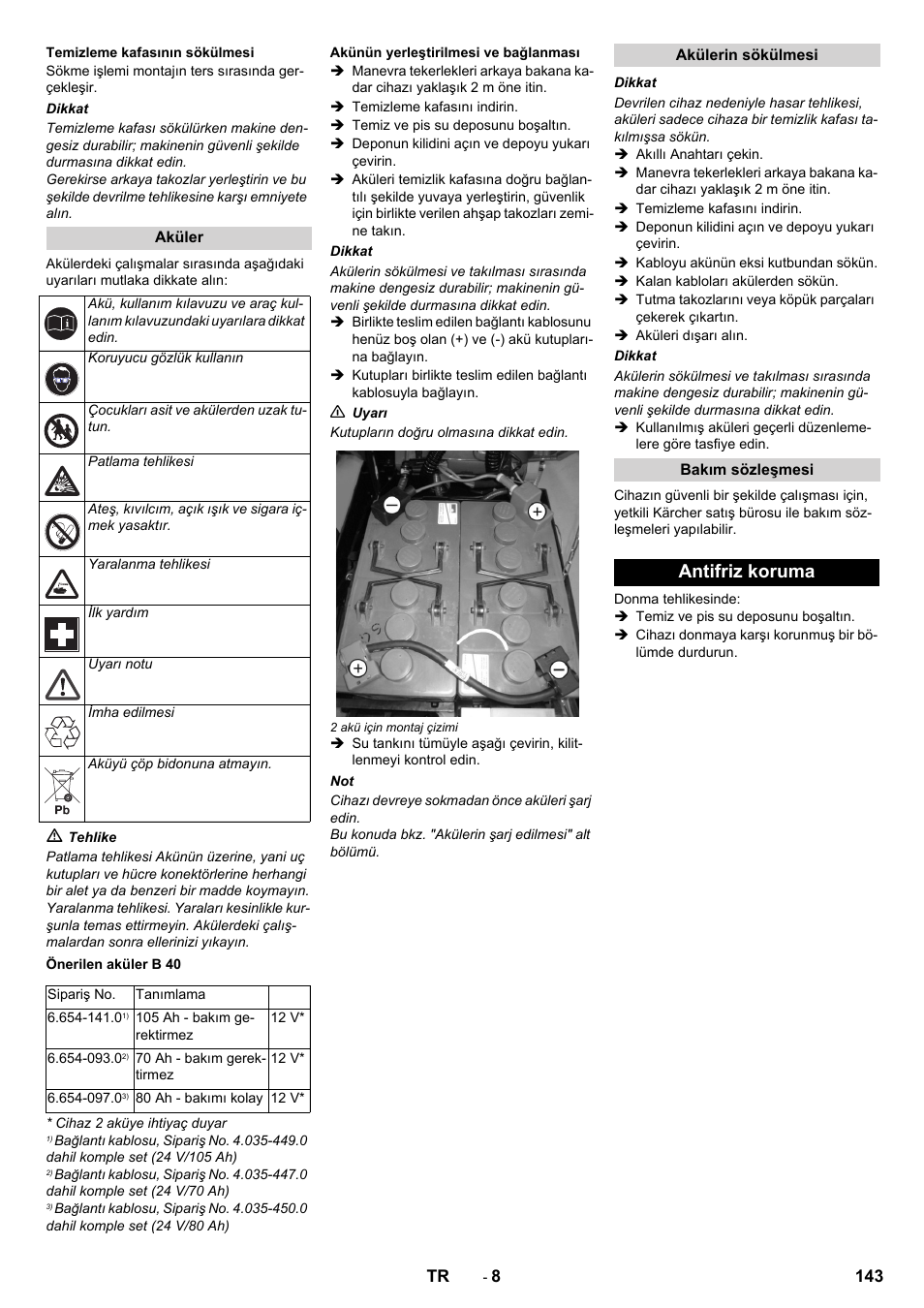 Antifriz koruma | Karcher B 60 W User Manual | Page 143 / 308