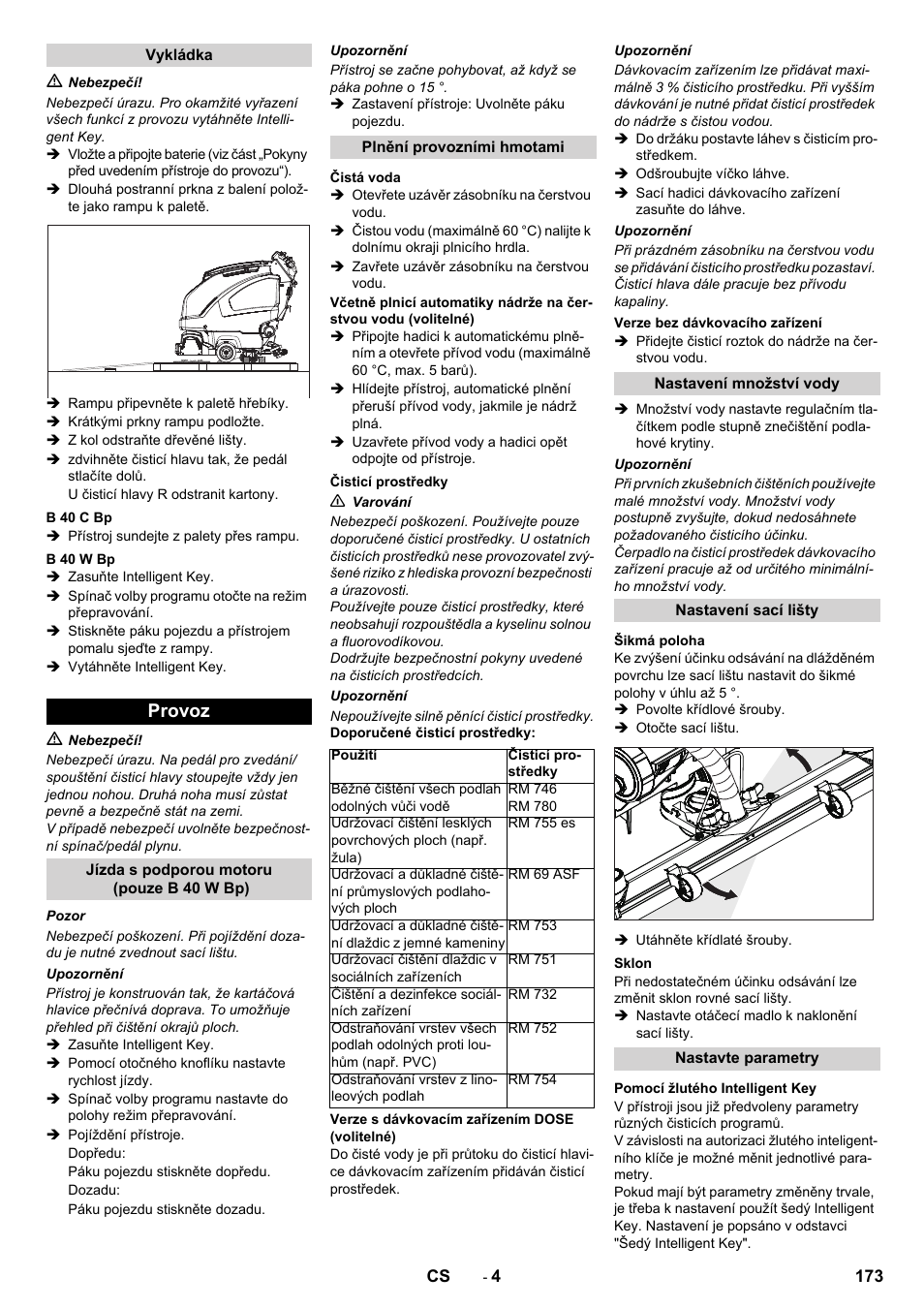 Provoz | Karcher B 60 W User Manual | Page 173 / 308