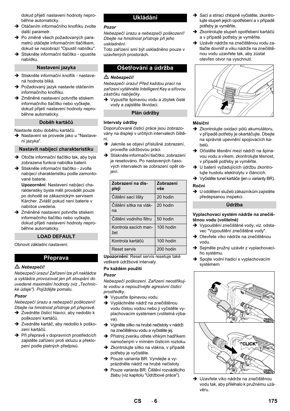 Přeprava ukládání ošetřování a údržba | Karcher B 60 W User Manual | Page 175 / 308