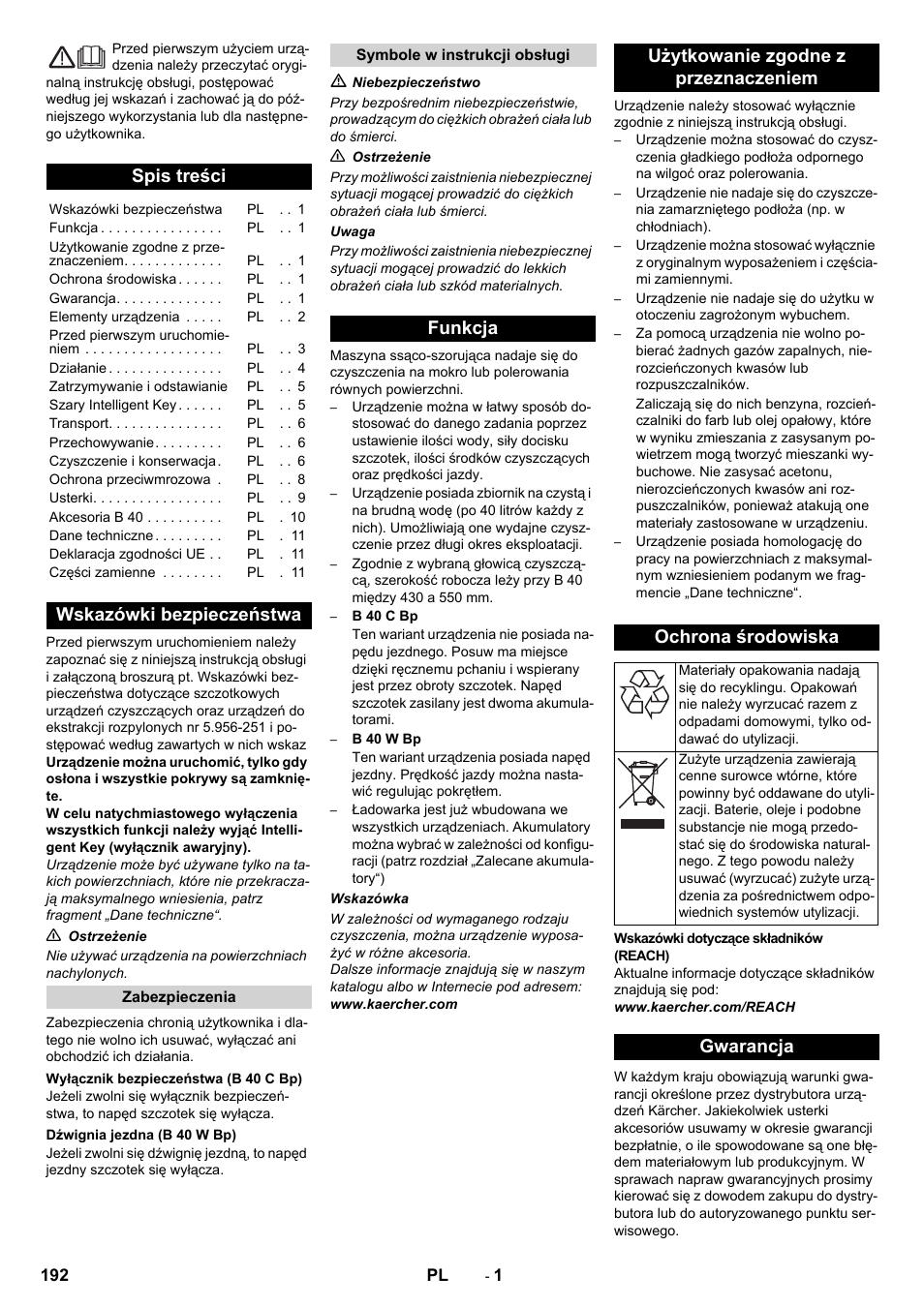 Karcher B 60 W User Manual | Page 192 / 308