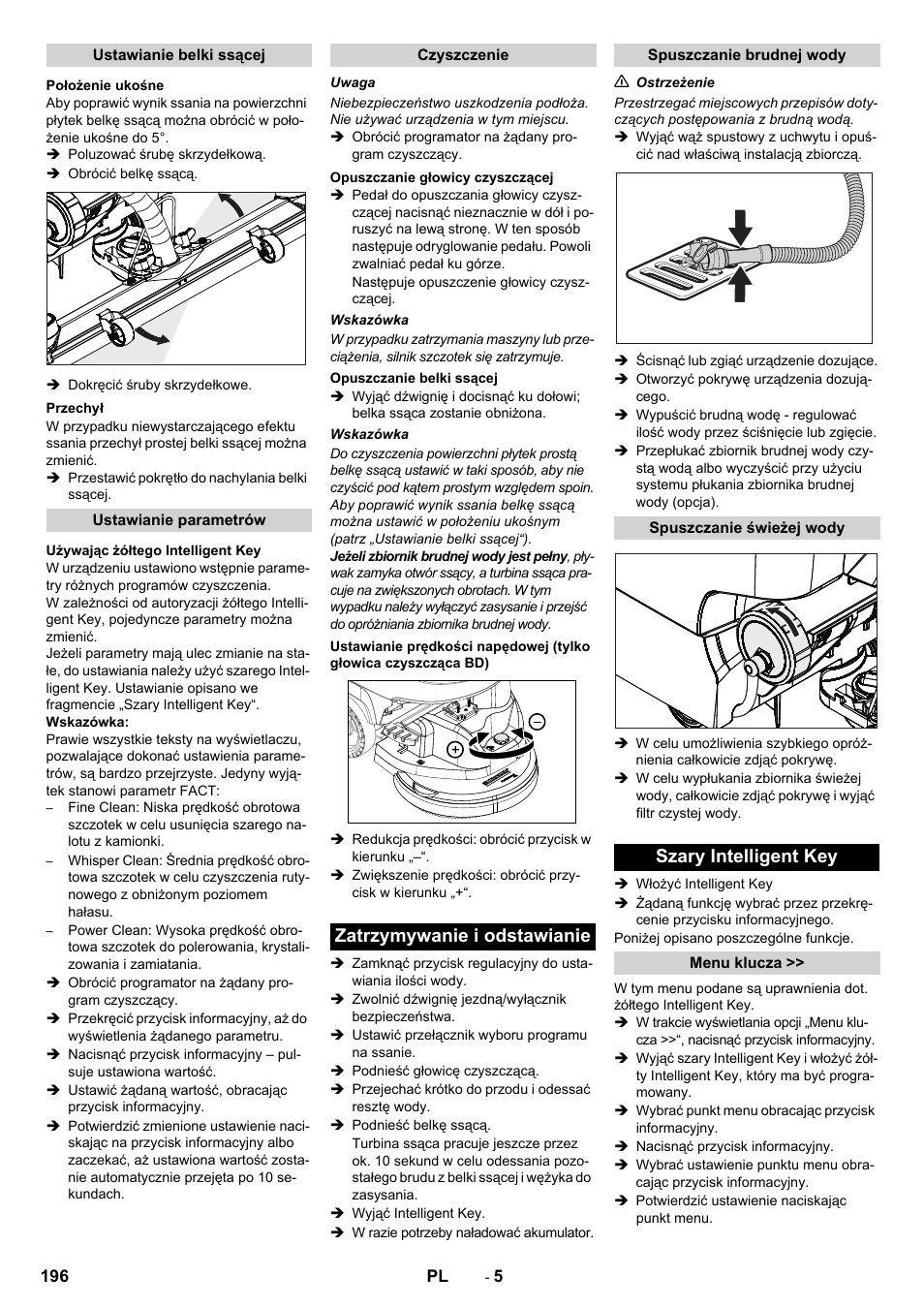 Zatrzymywanie i odstawianie, Szary intelligent key | Karcher B 60 W User Manual | Page 196 / 308