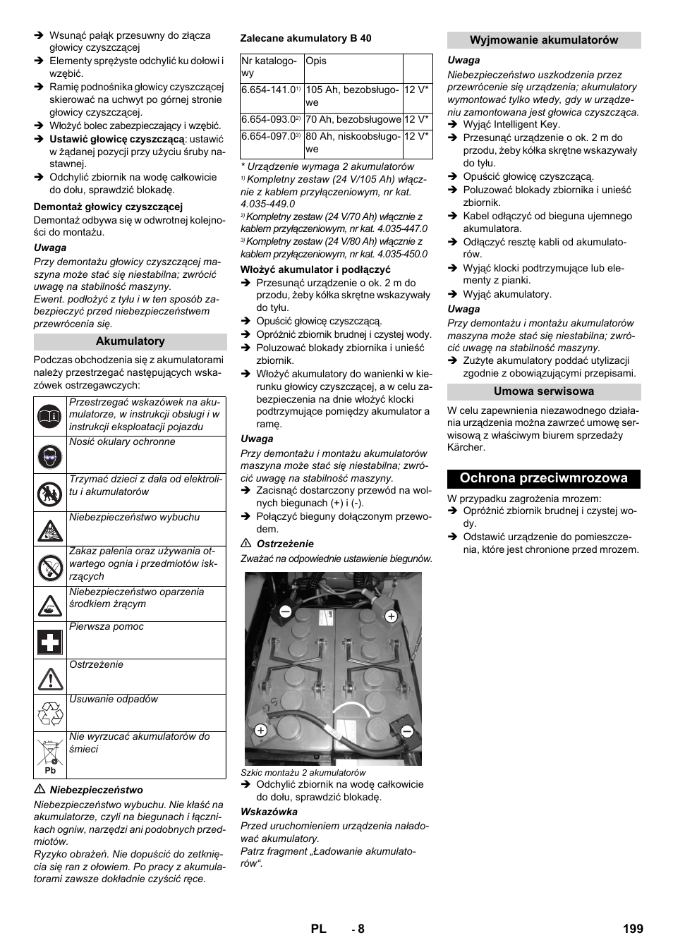 Ochrona przeciwmrozowa | Karcher B 60 W User Manual | Page 199 / 308