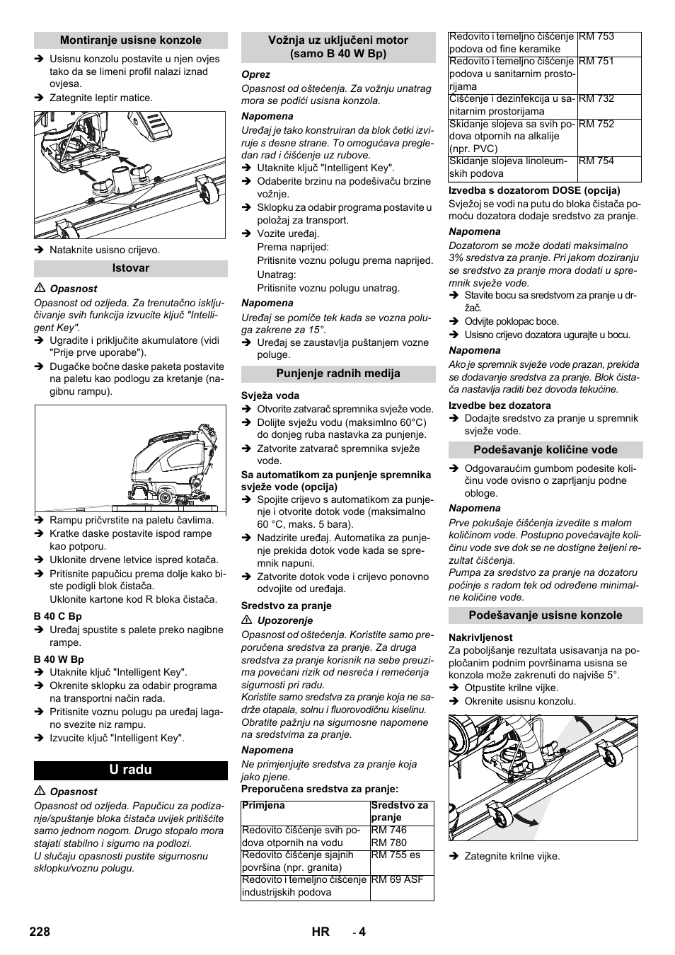 U radu | Karcher B 60 W User Manual | Page 228 / 308