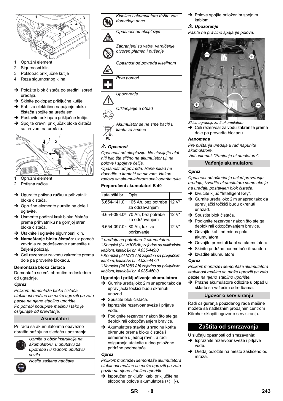 Zaštita od smrzavanja | Karcher B 60 W User Manual | Page 243 / 308