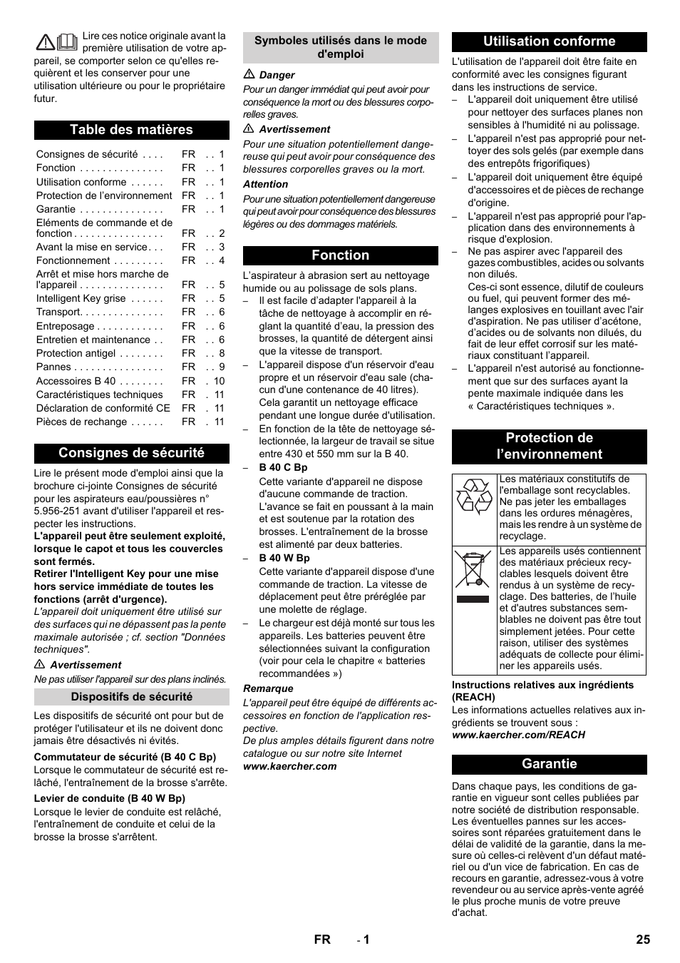 Karcher B 60 W User Manual | Page 25 / 308