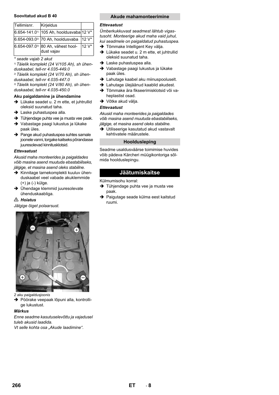 Jäätumiskaitse | Karcher B 60 W User Manual | Page 266 / 308