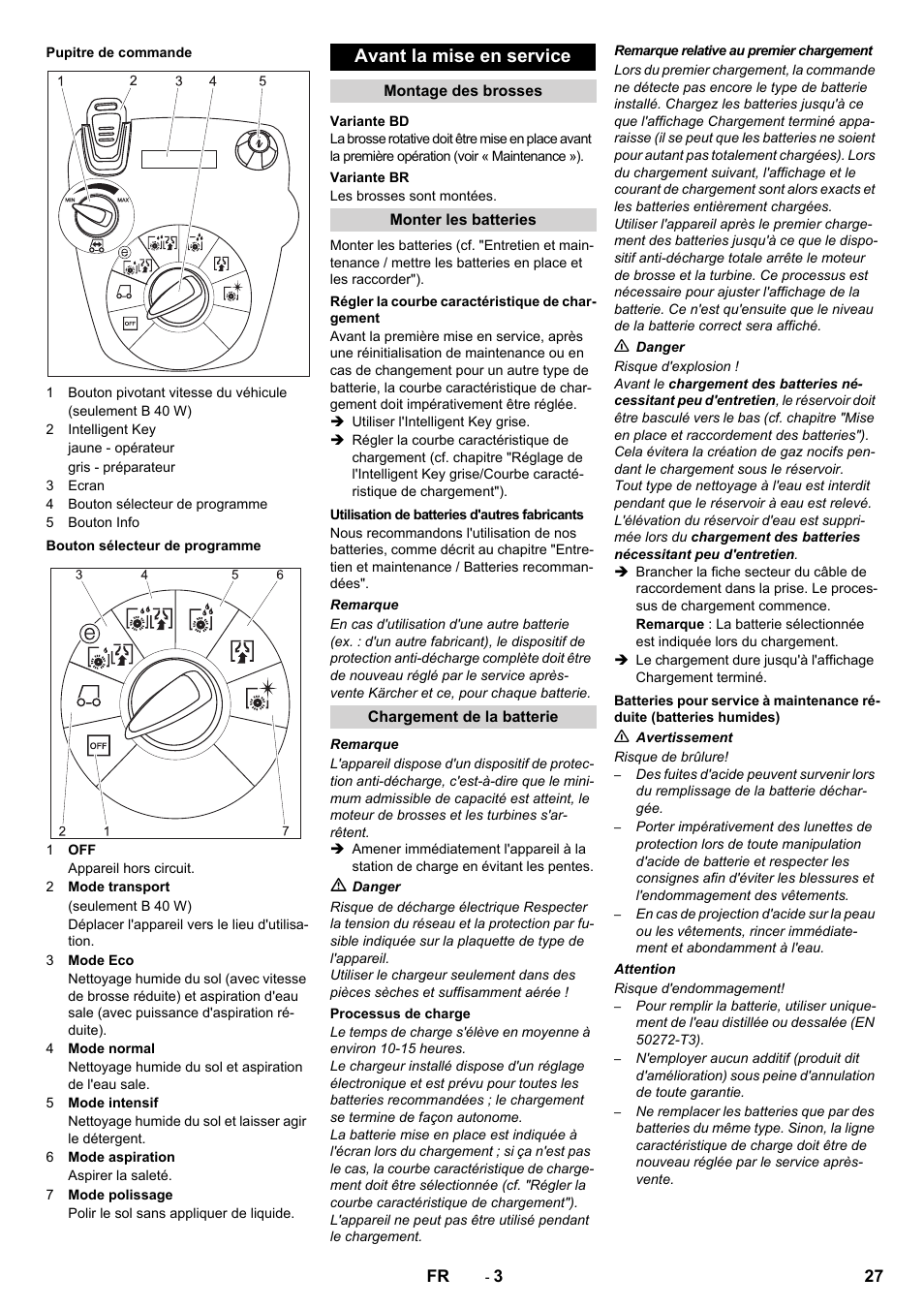Avant la mise en service | Karcher B 60 W User Manual | Page 27 / 308